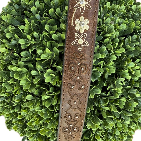 Texas Country Western Style Leather Belt Size 38 Made in Mexico –Tooled Floral - Picture 6 of 8